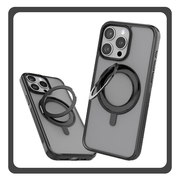 Θήκη Πλάτης - Back Cover, Silicone Σιλικόνη Black Μαύρο Mag Ring Rotating Case iPhone 15 Pro