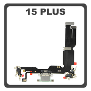 HQ OEM For Apple iPhone 15 Plus, iPhone 15+ (A3094, A2847) Charging Dock Connector Lightning Flex Καλωδιοταινία Κονέκτορας Φόρτισης + Microphone Μικρόφωνο Green Πράσινο (Premium A+)