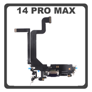 Γνήσια Original For Apple iPhone 14 Pro Max, iPhone 14 ProMax (A2894, A2651), Charging Dock Connector Lightning Flex Καλωδιοταινία Κονέκτορας Φόρτισης + Microphone Μικρόφωνο Deep Purple Μωβ Pulled