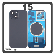 HQ OEM &Sigma;&upsilon;&mu;&beta;&alpha;&tau;ό &Mu;&epsilon; iPhone 15 , iPhone15 (A3090, A2846) Rear Back Battery Cover &Pi;ί&sigma;&omega; &Kappa;ά&lambda;&upsilon;&mu;&mu;&alpha; &Kappa;&alpha;&pi;ά&kappa;&iota; &Pi;&lambda;ά&tau;&eta; &Mu;&pi;&alpha;&tau;&alpha;&rho;ί&alpha;&sigmaf; + Metal Plate + Camera Lens &Tau;&zeta;&alpha;&mu;ά&kappa;&iota; &Kappa;ά&mu;&epsilon;&rho;&alpha;&sigmaf; + Magsafe Black &Mu;&alpha;ύ&rho;&omicron; (Premium A+)