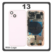 HQ OEM &Sigma;&upsilon;&mu;&beta;&alpha;&tau;ό &Mu;&epsilon; Apple iPhone 13, iPhone13 (A2633, A2482) Rear Back Battery Cover Middle Frame- Housing &Pi;ί&sigma;&omega; &Kappa;ά&lambda;&upsilon;&mu;&mu;&alpha; &Kappa;&alpha;&pi;ά&kappa;&iota; &Pi;&lambda;ά&tau;&eta; &Mu;&pi;&alpha;&tau;&alpha;&rho;ί&alpha;&sigmaf; + Power Button + Volume Button Flex Cable + Sim Card Tray + Flashlight Flex + NFC Pink &Rho;&omicron;&zeta; (Premium A+)