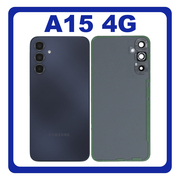 HQ OEM Συμβατό Με Samsung Galaxy A15 4G (SM-A155F, SM-A155F/DSN) Rear Back Battery Cover + Camera Lens Πίσω Κάλυμμα Καπάκι Πλάτη Μπαταρίας + Τζαμάκι Κάμερας Brave Black Μαύρο (Premium A+)