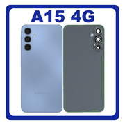 HQ OEM Συμβατό Με Samsung Galaxy A15 4G (SM-A155F, SM-A155F/DSN) Rear Back Battery Cover + Camera Lens Πίσω Κάλυμμα Καπάκι Πλάτη Μπαταρίας + Τζαμάκι Κάμερας Optimistic Blue Μπλε (Premium A+)
