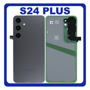 HQ OEM Συμβατό Με Samsung Galaxy S24 Plus, S24+ (SM-S926B, SM-S926B/DS) Rear Back Battery Cover Πίσω Κάλυμμα Καπάκι Μπαταρίας + Camera Lens Τζαμάκι Κάμερας Onyx Black Μαύρο (Premium A+)