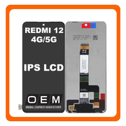 HQ OEM Συμβατό Με Xiaomi Redmi 12 4G (23053RN02A, 23053RN02Y) / Redmi 12 5G (23076RN4BI), IPS LCD Display Screen Assembly Οθόνη + Touch Screen Digitizer Μηχανισμός Αφής Black Μαύρο (Premium A+)