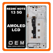 HQ OEM Συμβατό Με Xiaomi Redmi Note 13 5G (2312DRAABG, 2312DRAABI), AMOLED LCD Display Screen Assembly Οθόνη + Touch Screen Digitizer Μηχανισμός Αφής + Frame Bezel Πλαίσιο Σασί Ocean Teal Μπλε (Premium A+)