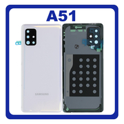 Γνήσια Original Samsung Galaxy A51 5G 2020 (SM-A516F, SM-A516F/DSN) Rear Back Battery Cover Πίσω Κάλυμμα Καπάκι Μπαταρίας Camera Lens Τζαμάκι Κάμερας White Άσπρο GH82-22938B (Service Pack By Samsung)