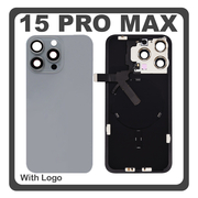 HQ OEM &Sigma;&upsilon;&mu;&beta;&alpha;&tau;ό &Mu;&epsilon; Apple iPhone 15 Pro Max, iPhone 15 ProMax (A2849, A3105) Rear Back Battery Cover &Pi;ί&sigma;&omega; &Kappa;ά&lambda;&upsilon;&mu;&mu;&alpha; &Kappa;&alpha;&pi;ά&kappa;&iota; &Pi;&lambda;ά&tau;&eta; &Mu;&pi;&alpha;&tau;&alpha;&rho;ί&alpha;&sigmaf; + Camera Lens &Tau;&zeta;&alpha;&mu;ά&kappa;&iota; &Kappa;ά&mu;&epsilon;&rho;&alpha;&sigmaf; + Magsafe + NFC Natural Titanium &Gamma;&kappa;&rho;&iota; (Premium A+)