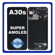 Γνήσια Original Samsung Galaxy A30s (SM-A307F, SM-A307FN,) Super AMOLED LCD Display Screen Assembly Οθόνη + Touch Screen Digitizer Μηχανισμός Αφής + Frame Bezel Πλαίσιο Σασί Black Μαύρο GH82-21190A (Service Pack By Samsung)