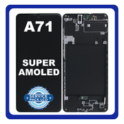 Γνήσια Original Samsung Galaxy A71 2020 A715 (SM-A715F) Super AMOLED Plus Οθόνη LCD Display Screen + Touch Screen DIgitizer Μηχανισμός Αφής + Frame Πλαίσιο Black Μαύρο GH82-22152A GH82-22248A (Service Pack By Samsung)
