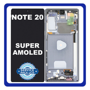 Γνήσια Original Samsung Galaxy Note 20 5G, Note20 5G (SM-N981B, SM-N981B/DS) (SM-N980) Super AMOLED PlusLCD Display Screen Assembly Οθόνη + Touch Screen Digitizer Μηχανισμός Αφής + Frame Bezel Πλαίσιο Σασί Grey Γκρι GH82-23733A (Service Pack By Samsung)
