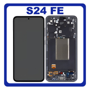 Γνήσια Original Samsung Galaxy S24 FE (SM-S721B, SM-S721B/DS) Dynamic AMOLED 2X LCD Display Screen Assembly Οθόνη + Touch Screen Digitizer Μηχανισμός Αφής + Frame Bezel Πλαίσιο Σασί Graphite Μαύρο GH82-35848A (Service Pack By Samsung)