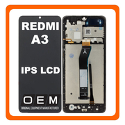 HQ OEM Συμβατό Με Xiaomi Redmi A3 (23129RN51X), IPS LCD Display Screen Assembly Οθόνη + Touch Screen Digitizer Μηχανισμός Αφής + Frame Bezel Πλαίσιο Σασί Black Μαύρο (Premium A+)