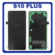 Γνήσιο Original Samsung Galaxy S10 Plus SM-G975F Rear Back Battery Cover Καπάκι Μπαταρίας + Camera Lens Τζαμάκι Κάμερας Black (Service Pack By Samsung) GH82-18406A