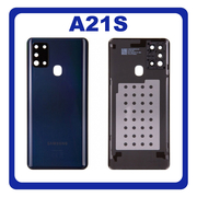Γνήσια Original Samsung Galaxy A21s 2020 (SM-A217F) Rear Back Battery Cover, Πίσω Τζάμι Καπάκι Μπαταρίας Black (Service Pack By Samsung) GH82-22780A