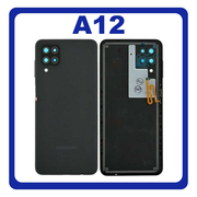 Original Γνήσιο Samsung Galaxy A12 A125 SM-A125F Rear Back Battery Cover Πίσω Κάλυμμα Πλάτη Καπάκι Μπαταρίας + Camera Lens Τζαμάκι Κάμερας Black Μαύρο GH82-24487A (Service Pack By Samsung)