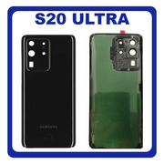 OEM HQ Samsung Galaxy S20 Ultra G988 (SM-G988B/DS) Rear Back Battery Cover Πίσω Κάλυμμα Καπάκι Μπαταρίας + Camera Lens Τζαμάκι Κάμερας Black Μαύρο (Premium A+)