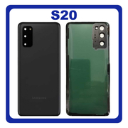 OEM HQ Samsung Galaxy S20 G980 (SM-G980, SM-G980F, SM-G980F/DS) Rear Back Battery Cover Πίσω Κάλυμμα Καπάκι Μπαταρίας + Camera Lens Τζαμάκι Κάμερας Black Μαύρο (Premium A+)