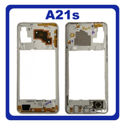 Original Γνήσιο Samsung Galaxy A21s A217 (A217F, A217F/DS, A217F/DSN, A217M, A217M/DS, A217N) Front Housing Lcd Middle Frame Bezel Plate Μεσαίο Πλαίσιο Silver Ασημί GH97-24663E (Service Pack By Samsung)