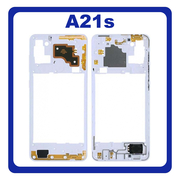 Original Γνήσιο Samsung Galaxy A21s A217 (A217F, A217F/DS, A217F/DSN, A217M, A217M/DS, A217N) Front Housing Lcd Middle Frame Bezel Plate Μεσαίο Πλαίσιο White Άσπρο GH97-24663B (Service Pack By Samsung)