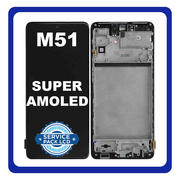 Original Γνήσια Samsung Galaxy M51 M515F (SM-M515F, SM-M515F/DSN) LCD Display Screen Οθόνη + Touch Screen Digitizer Μηχανισμός Αφής + Frame Bezel Πλαίσιο Black Μαύρο GH82-23568A (Service Pack By Samsung)