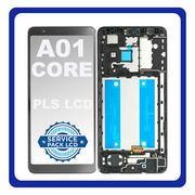 Γνήσια Original Samsung Galaxy A01 Core 2020 A013 (A013F, A013F/DS) PLS IPS LCD Display Screen Assembly Οθόνη + Touch Screen Digitizer Μηχανισμός Αφής + Frame Bezel Πλαίσιο Σασί Black Μαύρο GH82-23392A GH82-23561A (Service Pack By Samsung)