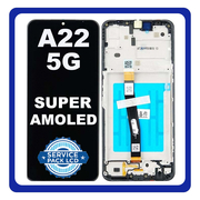 Original Γνήσιο Samsung Galaxy A22 5G 2021 A226B (SM-A226B, SM-A226B/DS, SM-A226B/DSN) TFT LCD Display Screen Assembly Οθόνη + Touch Screen Digitizer Μηχανισμός Αφής + Frame Bezel Πλαίσιο Σασί Black Μαύρο GH81-20694A (Service Pack By Samsung)