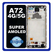 Original Γνήσιο Samsung Galaxy A72 4G A725 (A725F, A725F/DS, A725M, A725M/DS) , A72 5G A726 (A726B, A726B/DS) Super AMOLED LCD Display Screen Assembly Οθόνη + Touch Screen Digitizer Μηχανισμός Αφής + Frame Bezel Πλαίσιο Σασί Violet GH81-25460C GH82-25624C GH82-25463C GH82-25849C (Service Pack By Samsung)