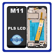 Original Γνήσιο Samsung Galaxy M11 2020 M115 (SM-M115F, SM-M115F/DSN) PLS IPS LCD Display Screen Assembly Οθόνη + Touch Screen Digitizer Μηχανισμός Αφής + Frame Bezel Πλαίσιο Σασί Black GH81-18736A (Service Pack By Samsung)