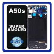 Original Γνήσιο Samsung Galaxy Galaxy A50s 2019 A507 (A507F, A507FN, A5070) Super AMOLED LCD Display Screen Assembly Οθόνη + Touch Screen Digitizer Μηχανισμός Αφής + Frame Bezel Πλαίσιο Σασί Black GH82-21193A (Service Pack By Samsung)