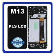 Γνήσια Original Samsung Galaxy M13 (SM-M135F, SM-M135F/DSN) PLS LCD Display Screen Assembly Οθόνη + Touch Screen Digitizer Μηχανισμός Αφής + Frame Bezel Πλαίσιο Σασί Black Μαύρο GH82-29132A (Service Pack By Samsung)