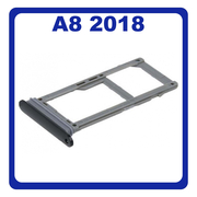 Original Γνήσιο Samsung Galaxy A8 2018 A530 (A530F, A530F/DS) A8+ A8 Plus 2018 A730 (A730F) SIM Tray + Micro SD Tray Βάση Θήκη Κάρτας Black Μαύρο GH98-42519A (Service Pack By Samsung)