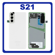 Γνήσιο Original Samsung Galaxy S21 5G 2021 G991 (G991B, G991B/DS) Rear Back Battery Cover Πίσω Κάλυμμα Καπάκι Πλάτη Μπαταρίας Phantom White Άσπρο GH82-24519C (Service Pack By Samsung)
