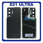 Γνήσια Original Samsung Galaxy S21 Ultra 5G G998 (G998B, G998B/DS) Rear Back Battery Cover Πίσω Κάλυμμα Καπάκι Πλάτη Μπαταρίας Phantom Black Μαύρο GH82-24499A (Service Pack)​