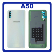 Original Γνήσιο Samsung Galaxy A50 A505F, Galaxy Α 50 (SM-A505F/DS, SM-A505FN/DS) Rear Back Battery Cover Πίσω Κάλυμμα Καπάκι Μπαταρίας + Camera Lens Τζαμάκι Κάμερας White Άσπρο GH82-19229B (Service Pack By Samsung)