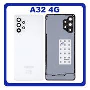 Γνήσια Original Samsung Galaxy A32 4G (SM-A325F, SM-A325F/DS, SM-A325M, SM-A325N) Rear Back Battery Cover Πίσω Κάλυμμα Καπάκι Πλάτη Μπαταρίας + Camera Lens Τζαμάκι Κάμερας Awesome White Άσπρο GH82-25545B (Service Pack By Samsung)