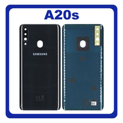 Γνήσια Original Samsung Galaxy A20s, Galaxy A 20s (SM-A207F, SM-A207M, SM-A2070) Rear Back Battery Cover Πίσω Κάλυμμα Καπάκι Πλάτη Μπαταρίας + Camera Lens Τζαμάκι Κάμερας Black Μαύρο GH81-19446A (Service Pack By Samsung)