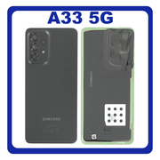 Γνήσια Original Samsung Galaxy A33 5G (SM-A336E, SM-A336B) Rear Back Battery Cover Πίσω Κάλυμμα Καπάκι Πλάτη Μπαταρίας + Camera Lens Τζαμάκι Κάμερας Black Μαύρο GH82-28042A (Service By Samsung)