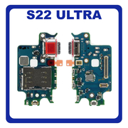 Γνήσια Original Samsung Galaxy S22 Ultra 5G (SM-S908B, SM-S908B/DS), USB Type-C Charging Dock Connector Flex Sub Board, Καλωδιοταινία Υπό Πλακέτα Φόρτισης + Microphone Μικρόφωνο GH96-14802A (Service Pack By Samsung)