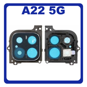 Original Γνήσιο Samsung Galaxy A22 5G A226 (SM-A226B, SM-A226B/DS, SM-A226B/DSN) Deco Frame For Rear Back Camera Lens Διακοσμητικό Πλαίσιο Για Πίσω Τζαμάκι Κάμερας Black Μαύρο GH81-20704A (Service Pack By Samsung)