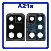 Original Γνήσιο Samsung Galaxy A21s 2020 A217 (A217F, A217F/DS, A217F/DSN, A217M, A217M/DS, A217N) Deco Frame For Rear Back Camera Lens Διακοσμητικό Πλαίσιο Για Πίσω Τζαμάκι Κάμερας Black Μαύρο GH98-45478A (Service Pack By Samsung)