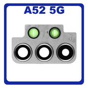 Γνήσια Original Samsung Galaxy A52 5G (SM-A526B, SM-A526B/DS) Deco Camera Frame Πλαίσιο Κάμερας + Camera Lens Τζαμάκι Κάμερας Black Μαύρο GH98-46287A (Service Pack By Samsung)
