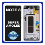 Γνήσια Original Samsung Galaxy Note 8 2017 (SM-N950F, SM-N950U) Super Amoled LCD Display Screen Οθόνη + Touch Screen Digitizer Μηχανισμός Αφής+ Frame Bezel Πλαίσιο Violet Gray Μώβ Γκρι GH97-21065C (Service Pack By Samsung)
