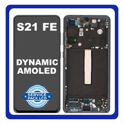 Γνήσιο Original Samsung Galaxy S21 FE 5G 2021 (SM-G990F, SM-G990B/DS) Dynamic AMOLED LCD Display Screen Assembly Οθόνη + Touch Screen Digitizer Μηχανισμός Αφής + Frame Bezel Πλαίσιο Σασί Grey Γκρι GH82-26414A (Service Pack By Samsung)