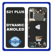 Γνήσιο Original Samsung Galaxy S21+ 5G S21 Plus 5G 2021 (G996B, G996B/DS) Dynamic AMOLED LCD Display Screen Assembly Οθόνη + Touch Screen Digitizer Μηχανισμός Αφής + Frame Bezel Πλαίσιο Σασί No Camera Phantom Black GH82-24554A (Service Pack By Samsung)