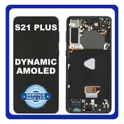 Γνήσιο Original Samsung Galaxy S21+ 5G  (G996B, G996B/DS) Dynamic AMOLED LCD Display Screen Assembly Οθόνη + Touch Screen Digitizer Μηχανισμός Αφής + Frame Bezel Πλαίσιο Σασί + Front Camera Phantom Black Μαύρο GH82-24554A (Service Pack By Samsung)