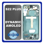 Γνήσια Original Samsung Galaxy S22+ 5G , S22 Plus 5G (SM-S906B, SM-S906B/DS) Dynamic AMOLED LCD Display Screen Assembly Οθόνη + Touch Screen Digitizer Μηχανισμός Αφής + Frame Bezel Πλαίσιο Σασί Green Πράσινο GH82-27500C​ (Service Pack By Samsung)