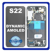 Γνήσια Original Samsung Galaxy S22 5G (SM-S901B, SM-S901B/DS) Dynamic AMOLED LCD Display Screen Assembly Οθόνη + Touch Screen Digitizer Μηχανισμός Αφής + Frame Bezel Πλαίσιο Σασί Black Μαύρο GH82-27500D (Service Pack By Samsung)