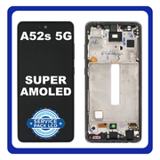 Γνήσια Original Samsung Galaxy A52s 5G (SM-A528B, SM-A528B/DS) Super AMOLED LCD Display Screen Assembly Οθόνη + Touch Screen Digitizer Μηχανισμός Αφής + Frame Bezel Πλαίσιο Σασί Black Μαύρο GH82-26861A (Service Pack By Samsung)