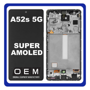 Γνήσια Original Samsung Galaxy A52s 5G (SM-A528B, SM-A528B/DS) Super AMOLED LCD Display Screen Assembly Οθόνη + Touch Screen Digitizer Μηχανισμός Αφής + Frame Bezel Πλαίσιο Σασί Awesome Mint Green Πράσινο GH82-26861E (Service Pack By Samsung)